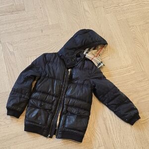 Burberry Kids 12y Black Puffer Jacket with Hood
